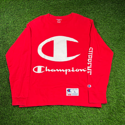 Supreme Champion Longsleeve Red Tee (2017) Size Large USED x16225