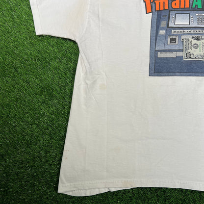 Y2K My Kids Think Im An ATM White Tee Size XL USED v18172