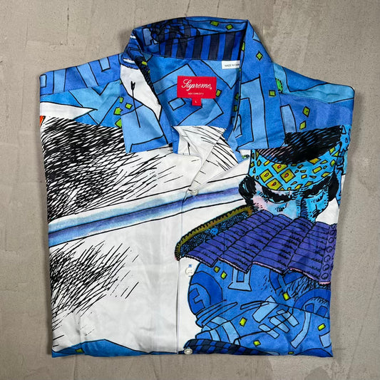 Supreme Ronin Silk Shirt Blue (2023) Size Large USED x18424