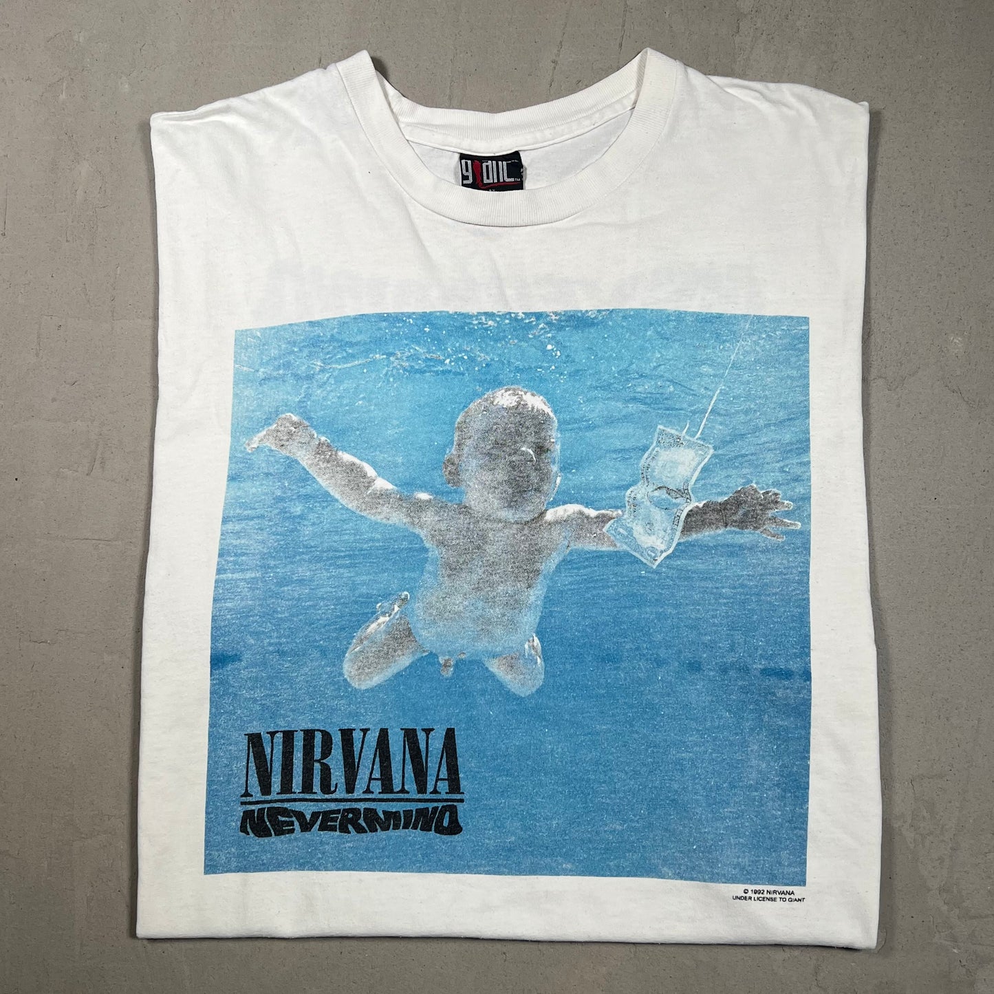 1992 Nirvana Nevermind Album Cover Giant Tag White Tee Size XL USED v19076