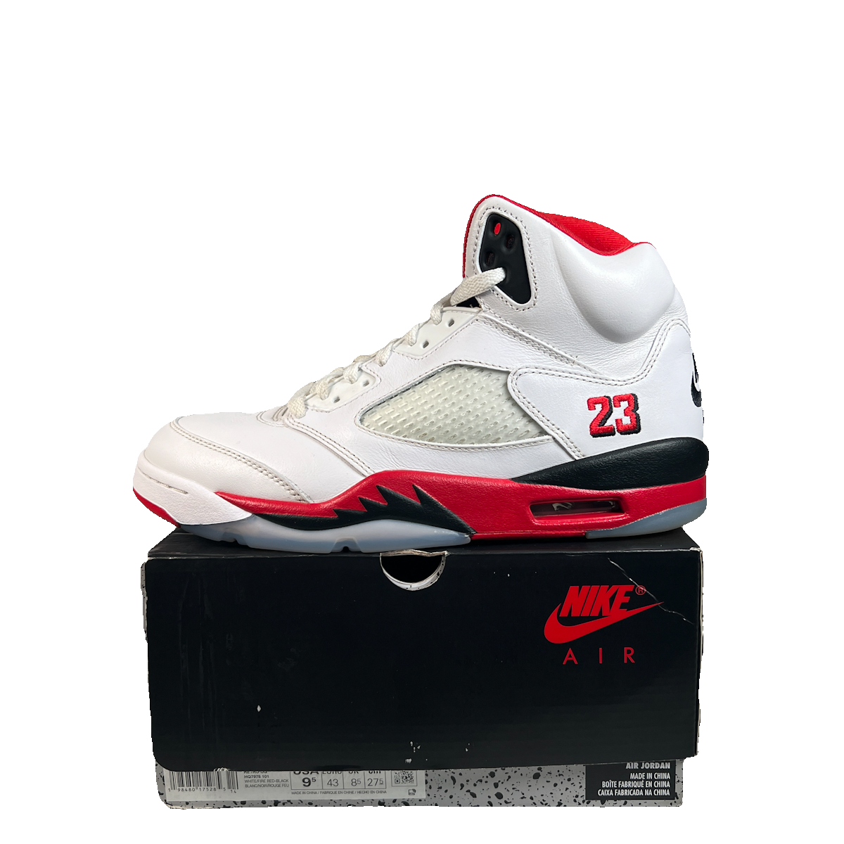Jordan 5 Fire Red Black Tongue (2025) Size 9.5 USED s22717