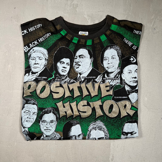 1990's Kacy World Colors "Positive History" all over Print Tee Size XL USED v18401