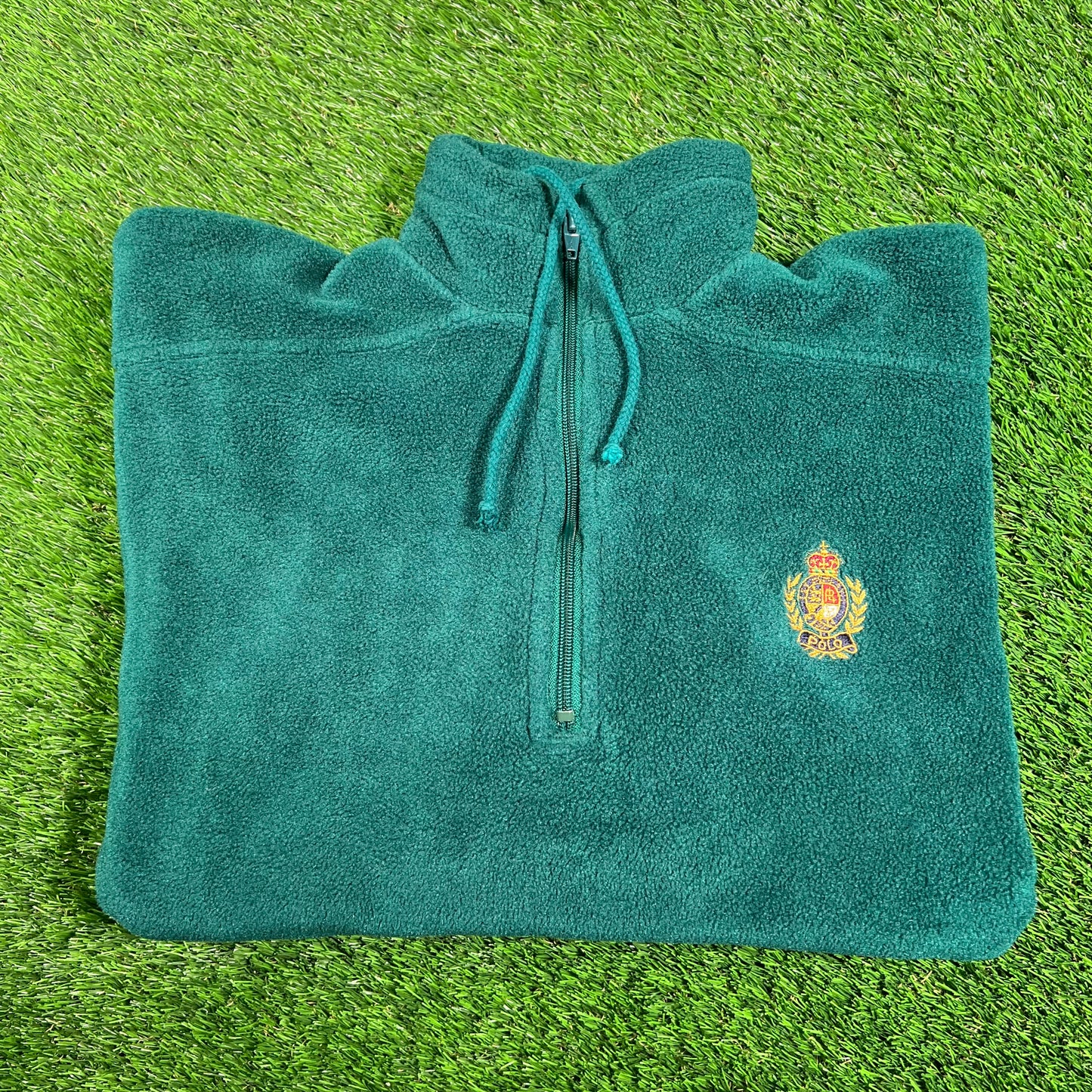 Ralph Lauren Polo Golf Logo Green Fleece Jacket Size Large USED v18035