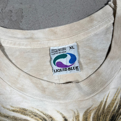 1994 liquid blue double sided lion tee beige Size XL USED v14434