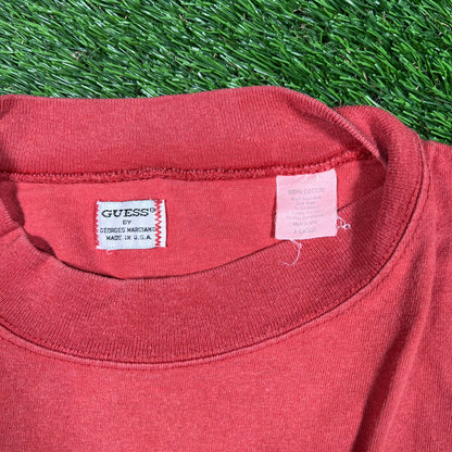 1993 Guess Jeans Red Tee Size XL USED v17303