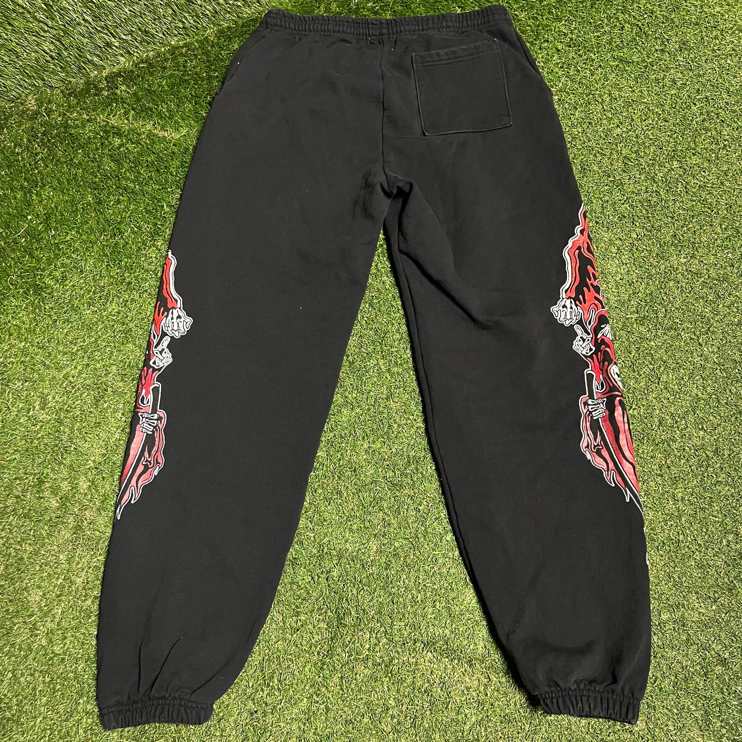 Warren Lotas Black/Red Reaper Sweatpants Size XXL USED x13576
