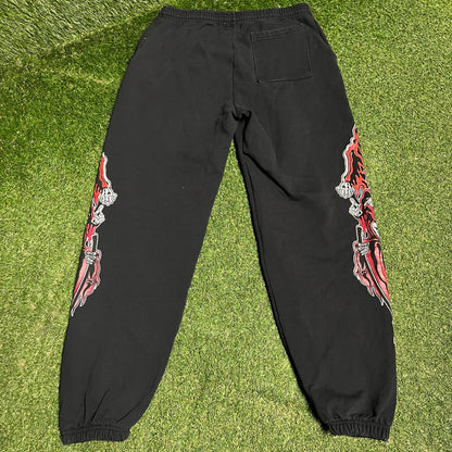 Warren Lotas Black/Red Reaper Sweatpants Size XXL USED x13576