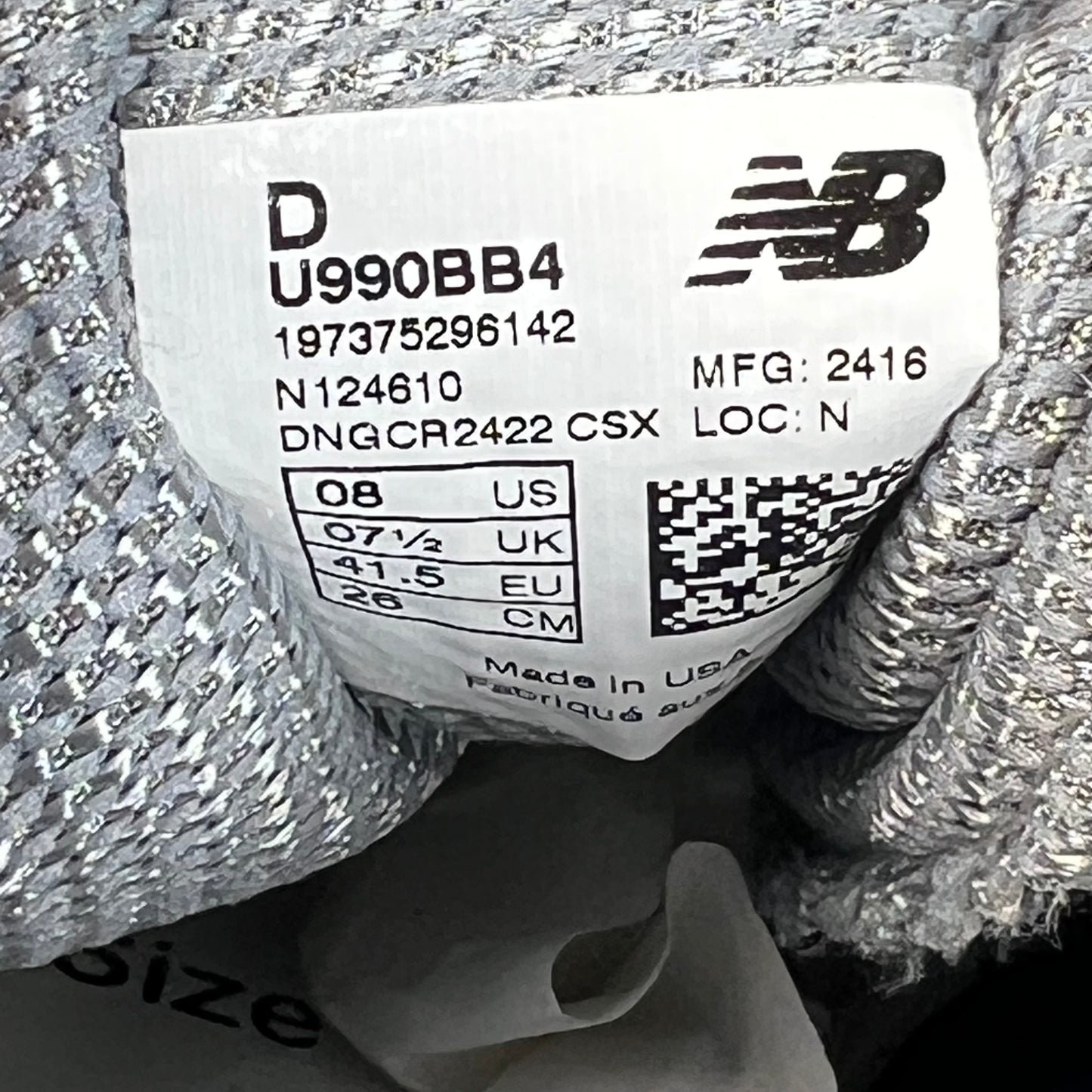 New Balance 990v4 MiUSA Teddy Santis Arctic Grey Black (2024) Size 8 USED s22034