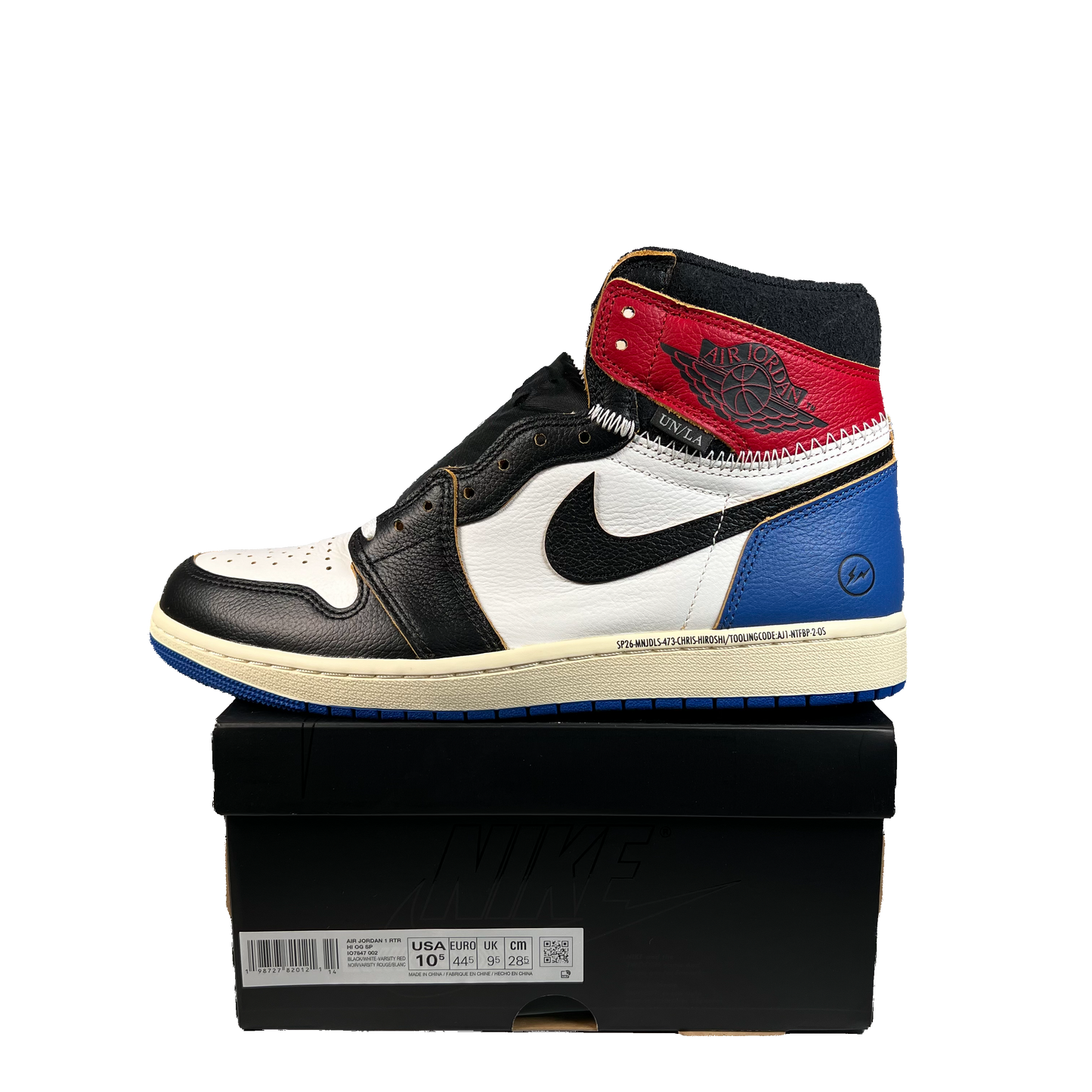 Jordan 1 Fragment Union LA Varsity Red Sport Royal (2025) Size 10.5 NEW s22053