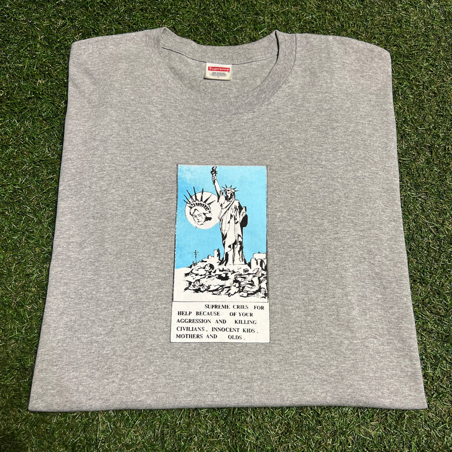 Supreme Liberty 2024 Grey Tee Size Large USED x13742