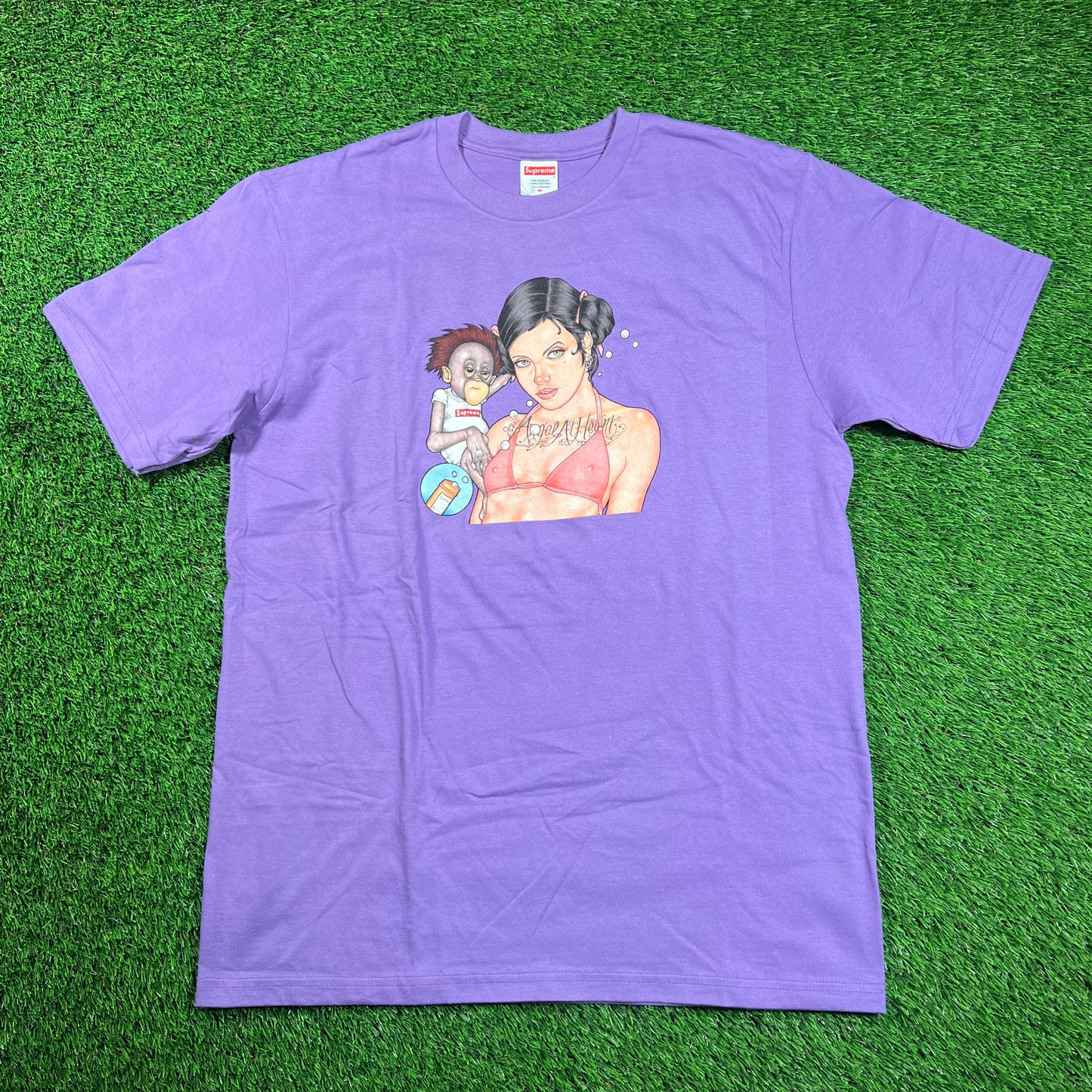 Supreme Angel Monkey Purple Tee Size Medium USED x16417