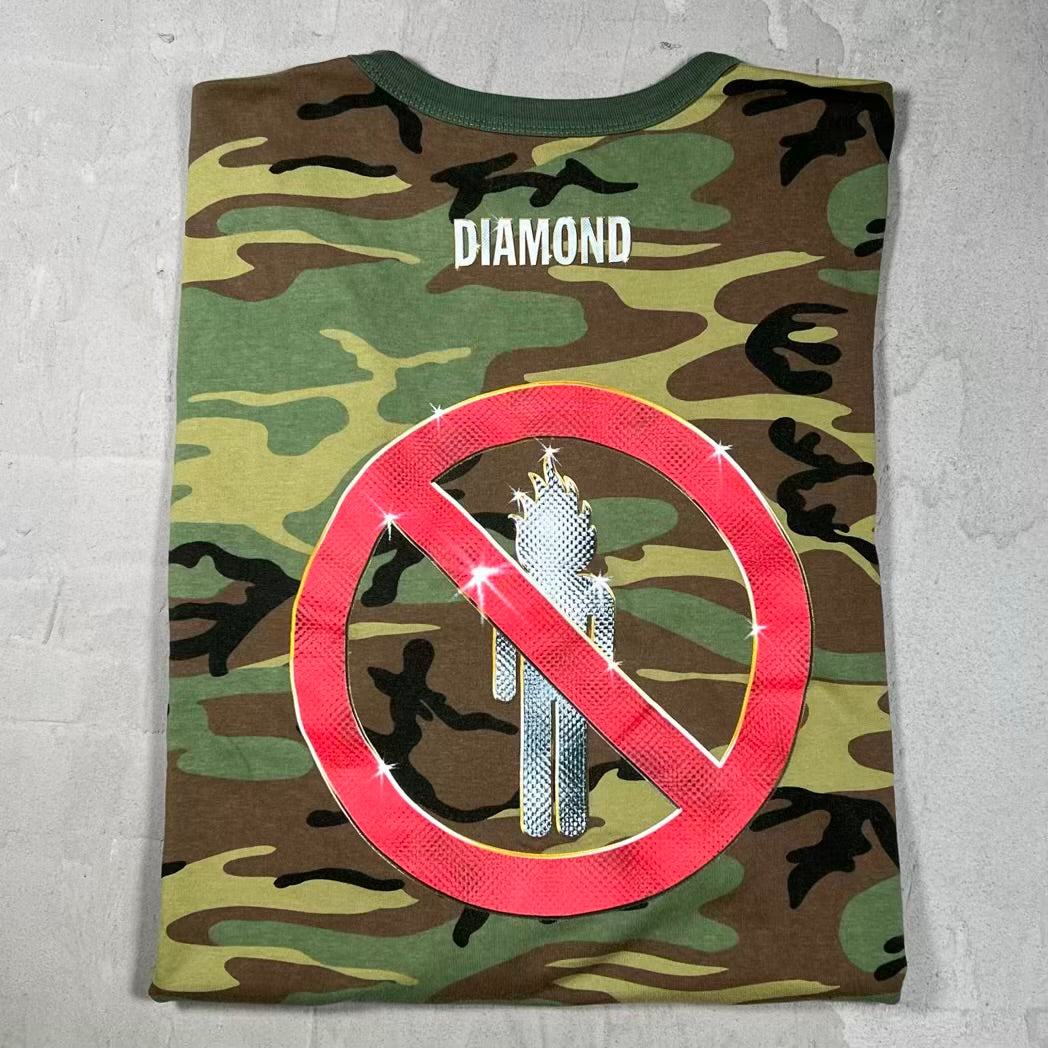 Travis Scott Diamond Supply Green Camo Longsleeve Size Large USED x18568