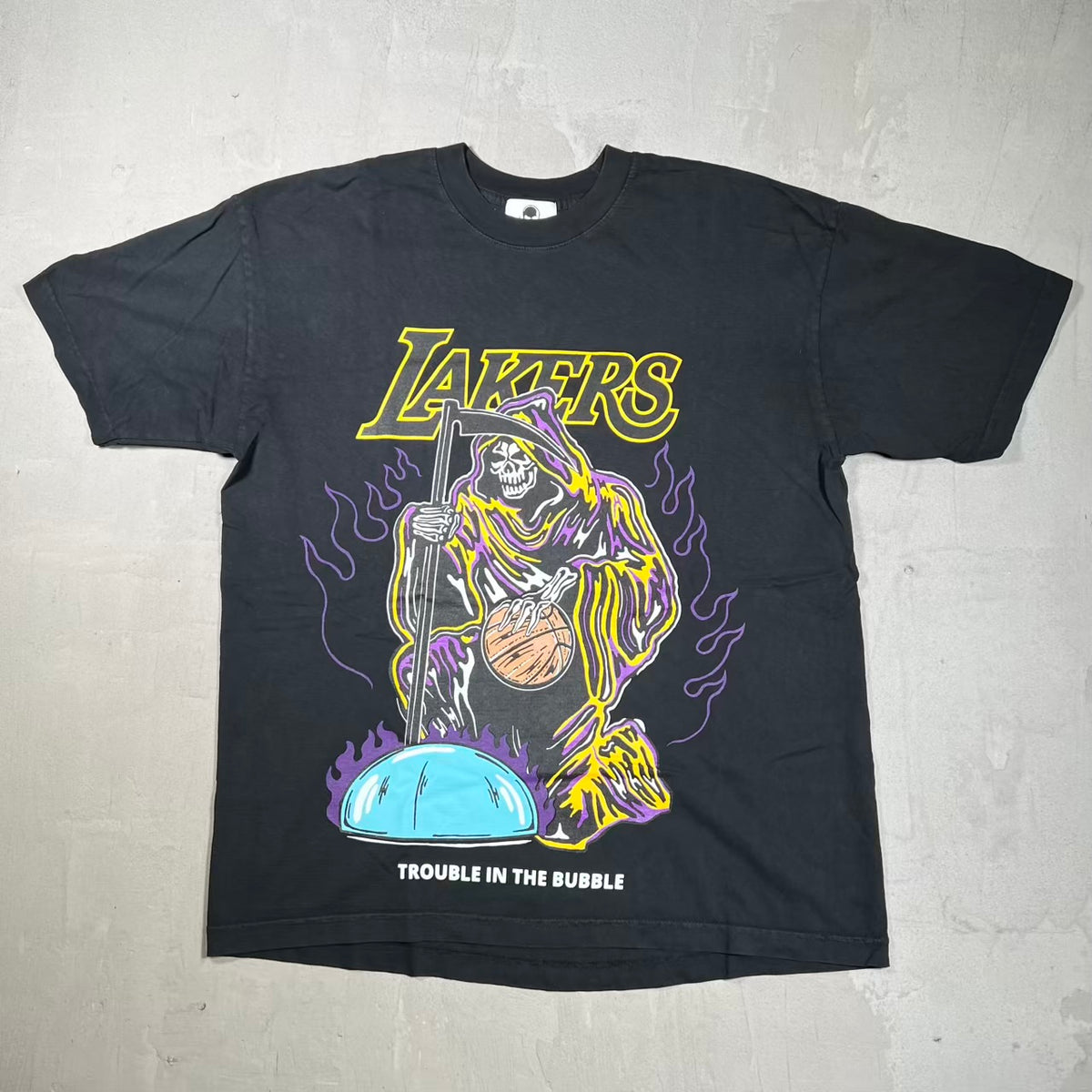 Warren Lotas Black Lakers Reaper Tee Size Large USED x18595