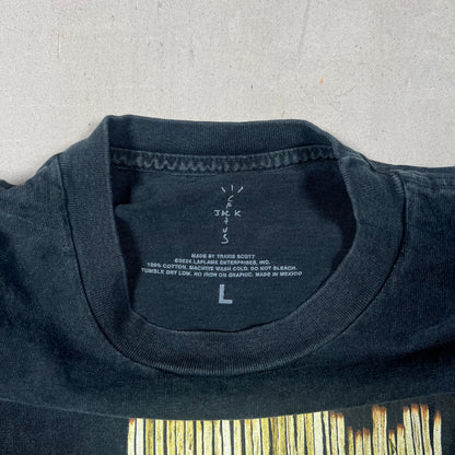Travis Scott "At the Nightshow" Black Tee Size Large USED x17357