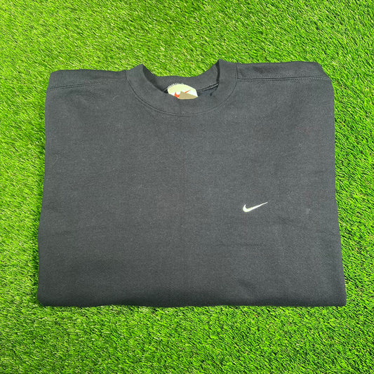 Y2K Nike Small Swoosh Navy Crewneck Size Large NEW v18001