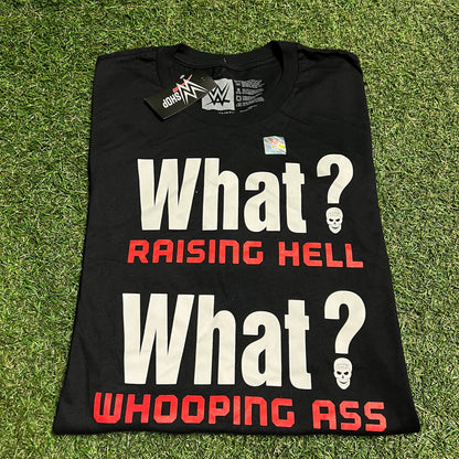 WWE Stone Cold What? Raising Hell Black Tee Size XL NEW v16380