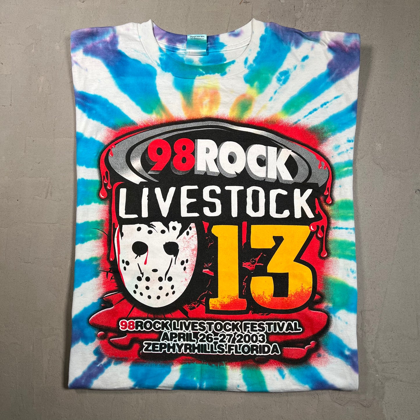 2003 98Rock Festival Tee Tie Dye Size XL USED v19440