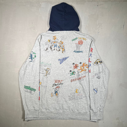 Polo Ralph Lauren Sketching Light Grey Hoodie Size XXL USED v18943