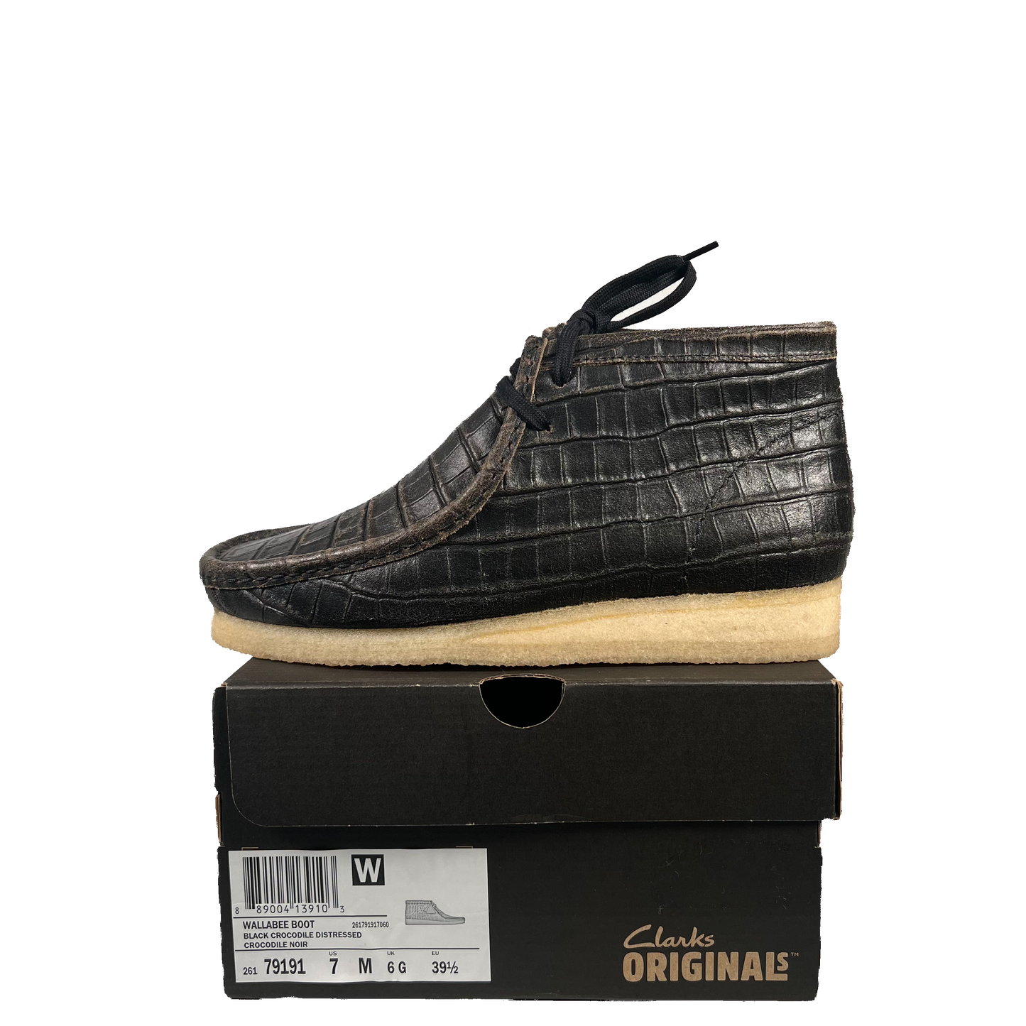 Clarks Wallabee Boot Black Crocodile (2025) Size 7 NEW s19908