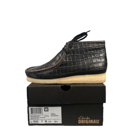 Clarks Wallabee Boot Black Crocodile (2025) Size 7 NEW s19908