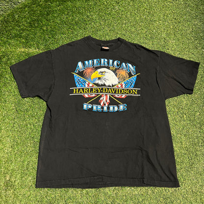 1997 Harley Davidson American Pride Eagle Black Tee Size XL USED v16466