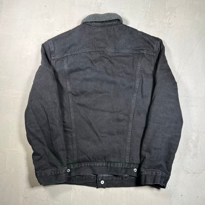 Levis Black Denim Fleece Lined Button Up Jacket Size XL USED v20366