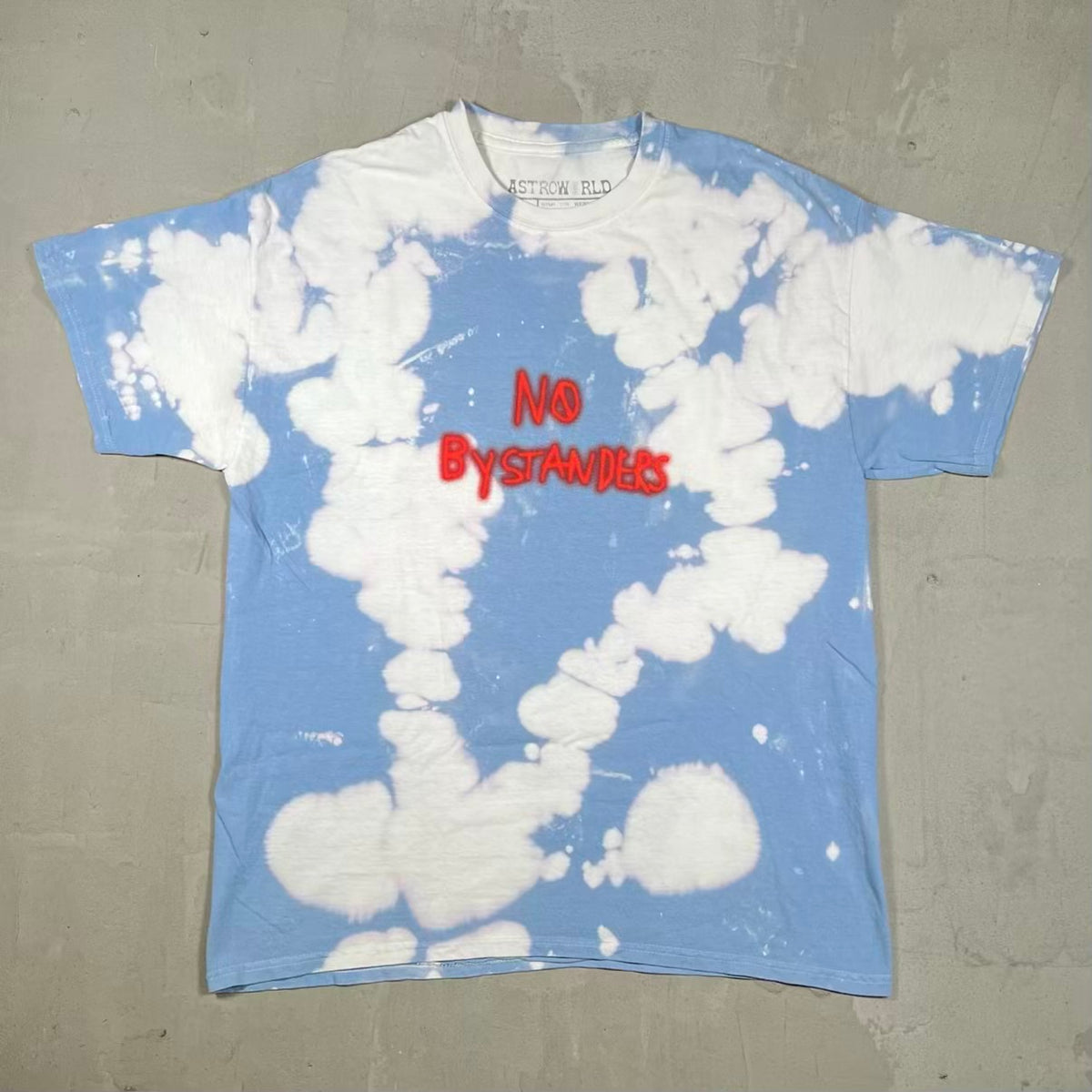 Travis Scott No Bystanders Blue Tie Dye Tee Size Medium USED x18738