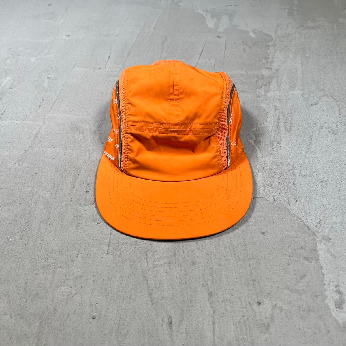 Supreme Diagonal Logo Side Panel Orange Camp Cap (2018) USED x18717