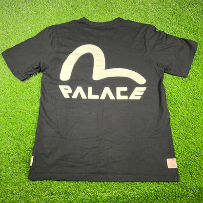 Palace x Evisu Black Tee Size Large USED x14370
