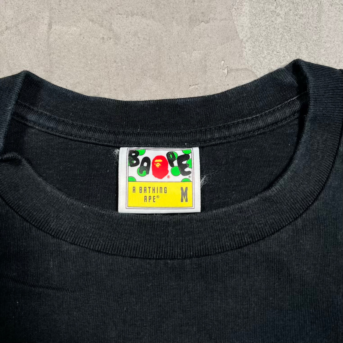 Bape Bathing Ape Camo Head Black Tee Size Medium USED x18597