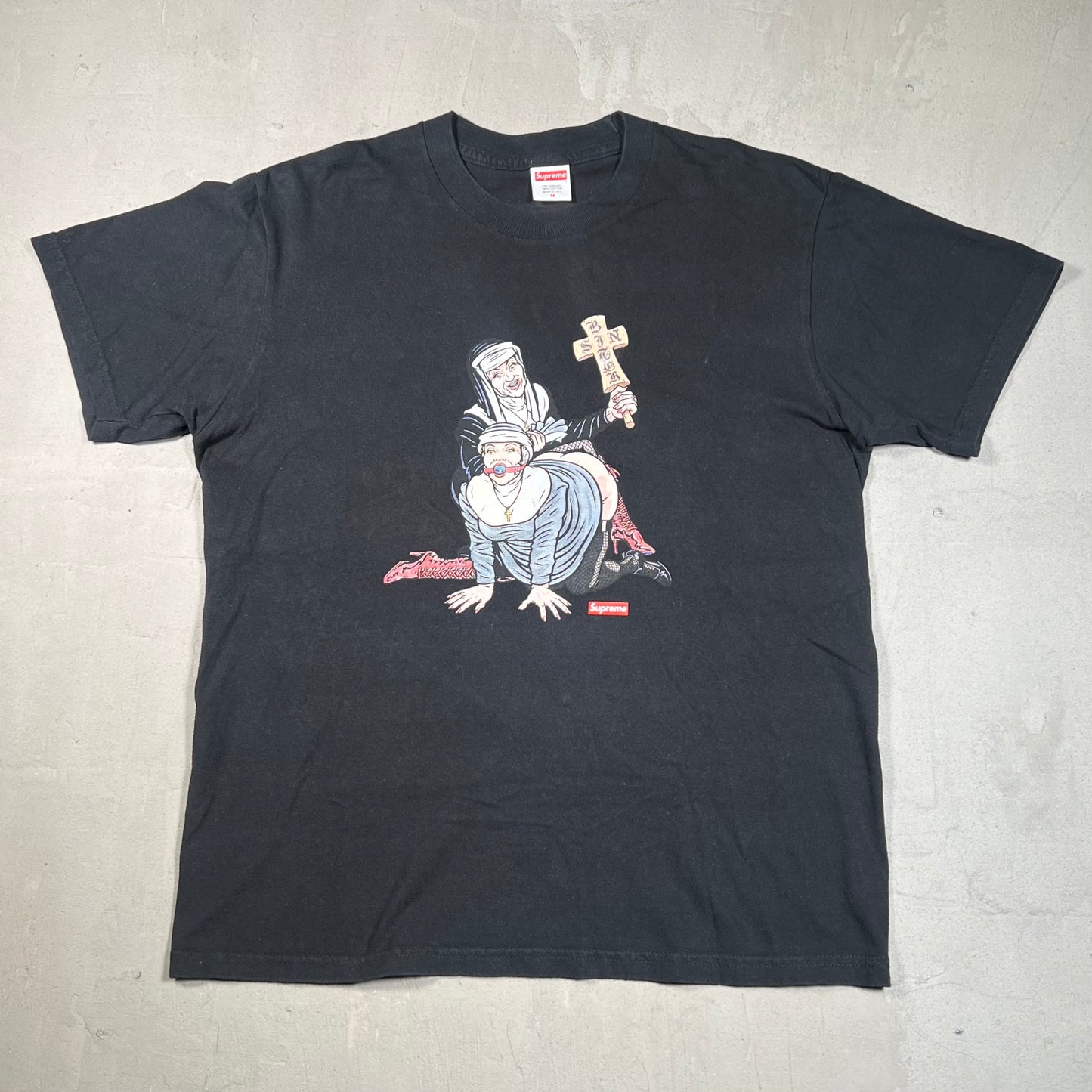 Supreme "Nuns" Black Tee (2022) Size Medium USED x15390