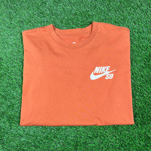 Nike SB Simple Logo Orange Tee Size XL USED v18096