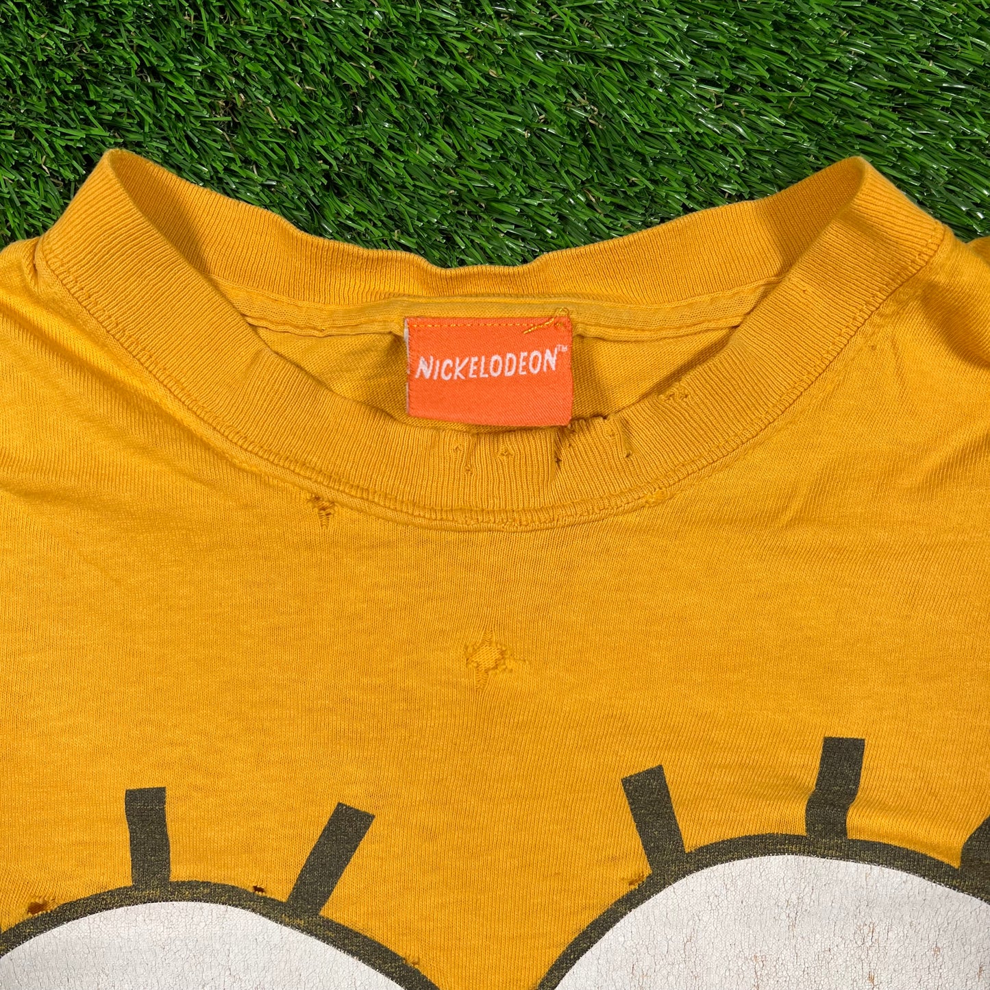 Y2K Spongebob Yellow Big Face Tee Size Large USED v18561