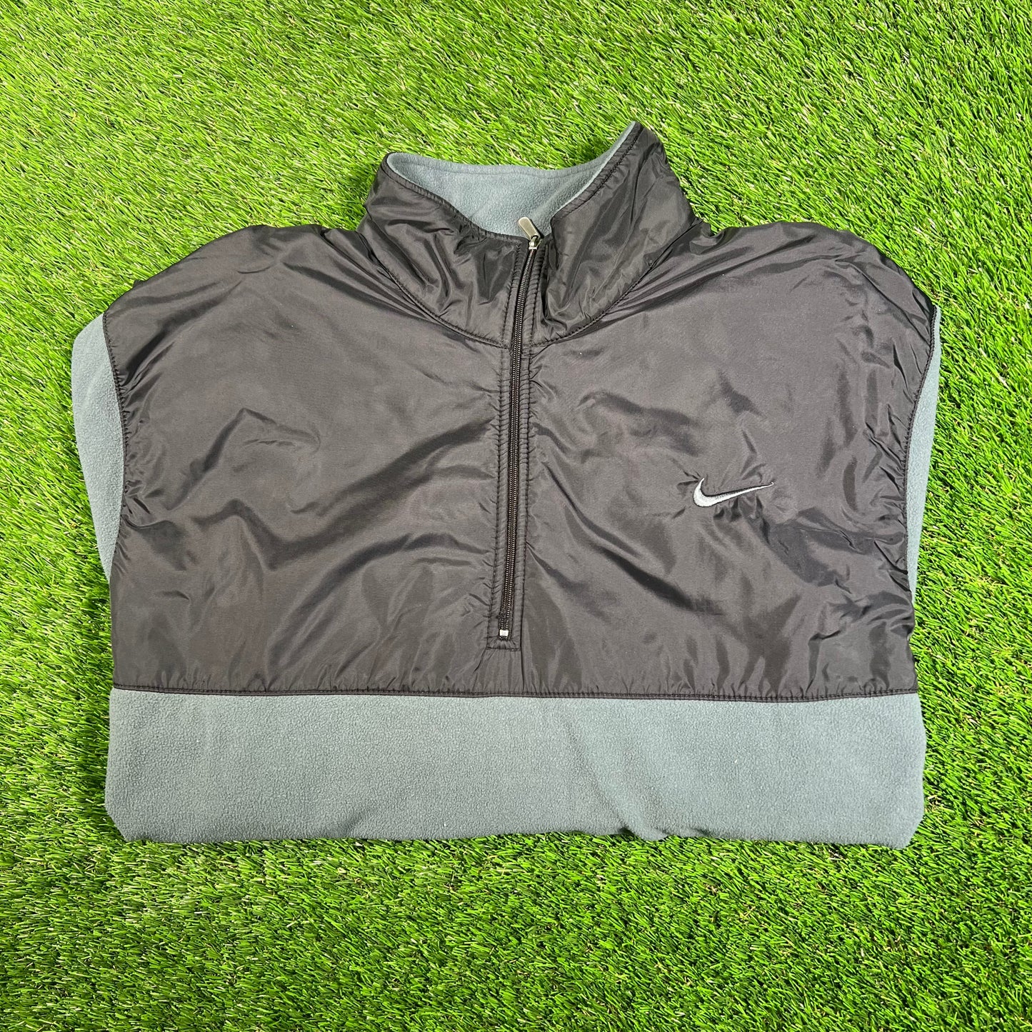 Y2K Nike Black/Teal Half Zip Fleece Size XXL USED v17997