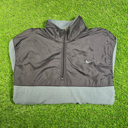 Y2K Nike Black/Teal Half Zip Fleece Size XXL USED v17997