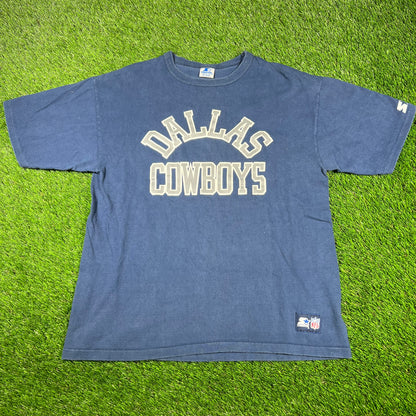 1990s Dallas Cowboys Starter Navy Blue Tee Size XL USED v16955