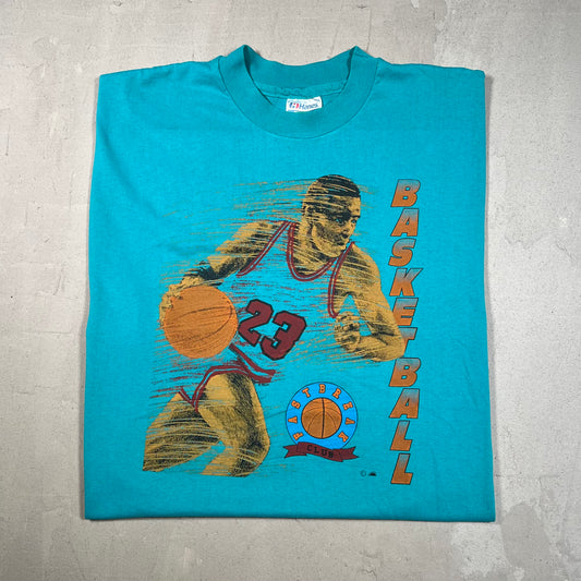 1980s Nike Basketball Bootleg Teal Cutoff Tee Size XL USED v18988
