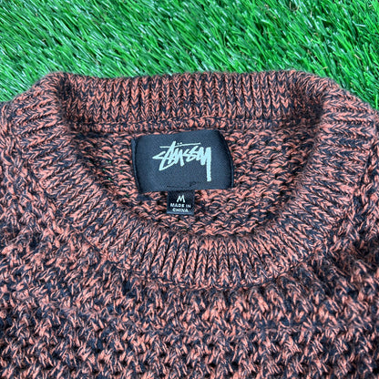 Stussy 2 Tone Brown Loose Gauge Knit Sweater Size Medium USED x15860