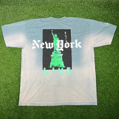 Travis Scott Astro World NY Liberty Teal Tee Size XL USED x14532