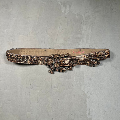 B.B. Simon Skull and Rhinestone Belt Size 38 USED x17554