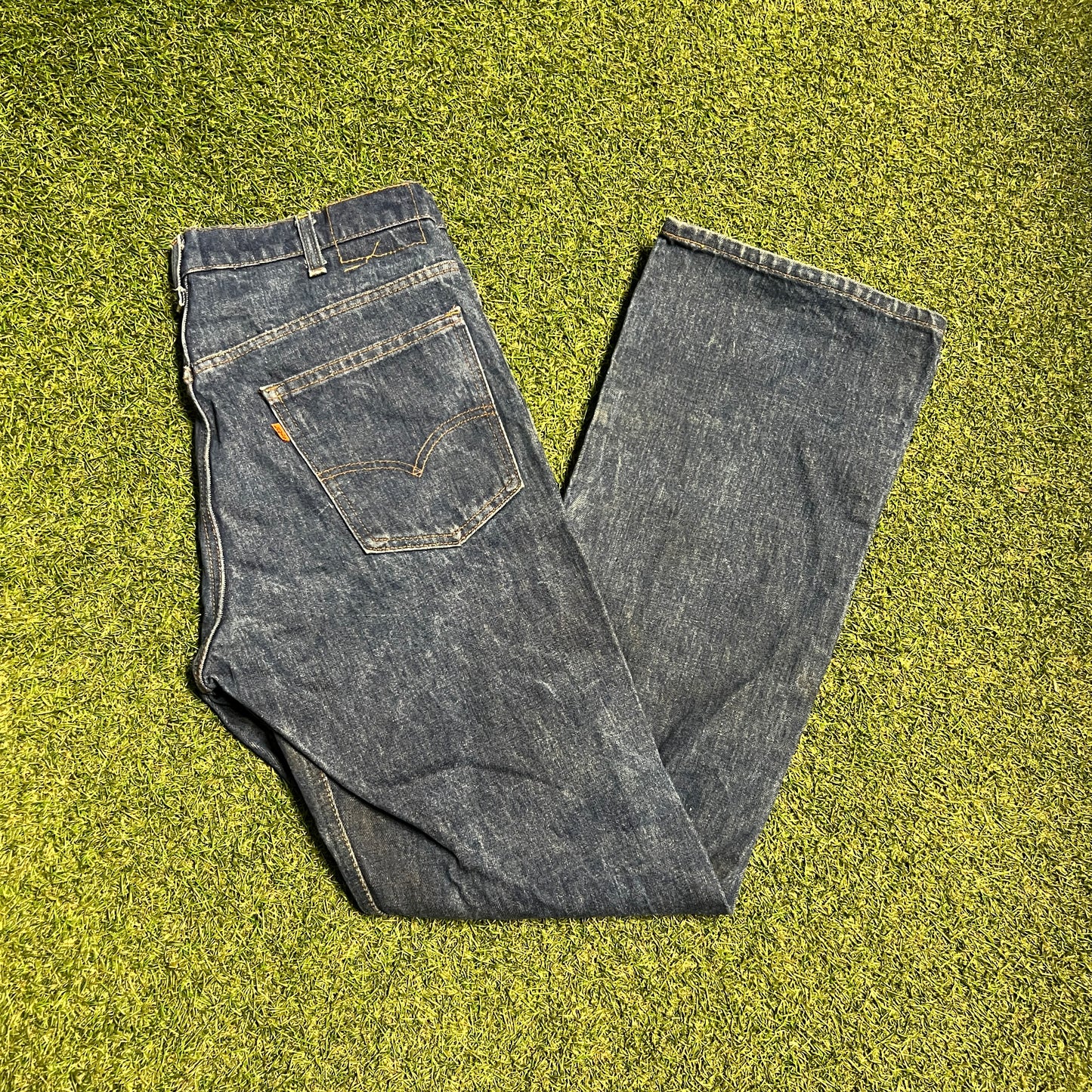 Levis 70s Big E Orange Tab Dark Blue Jeans Size 32x30 USED v15892