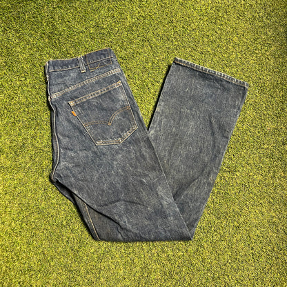 Levis 70s Big E Orange Tab Dark Blue Jeans Size 32x30 USED v15892