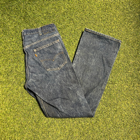 Levis 70s Big E Orange Tab Dark Blue Jeans Size 32x30 USED v15892