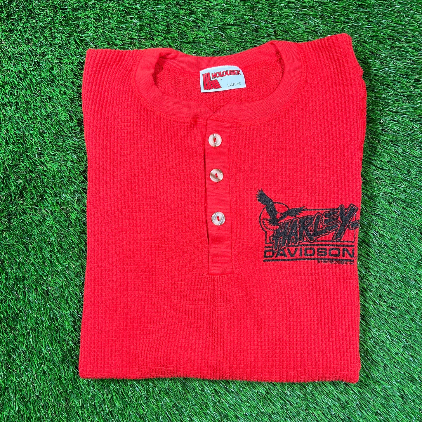 1980's Harley Davidson Red Thermal Longsleeve Size Large USED v18427