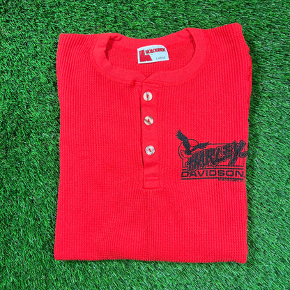 1980's Harley Davidson Red Thermal Longsleeve Size Large USED v18427