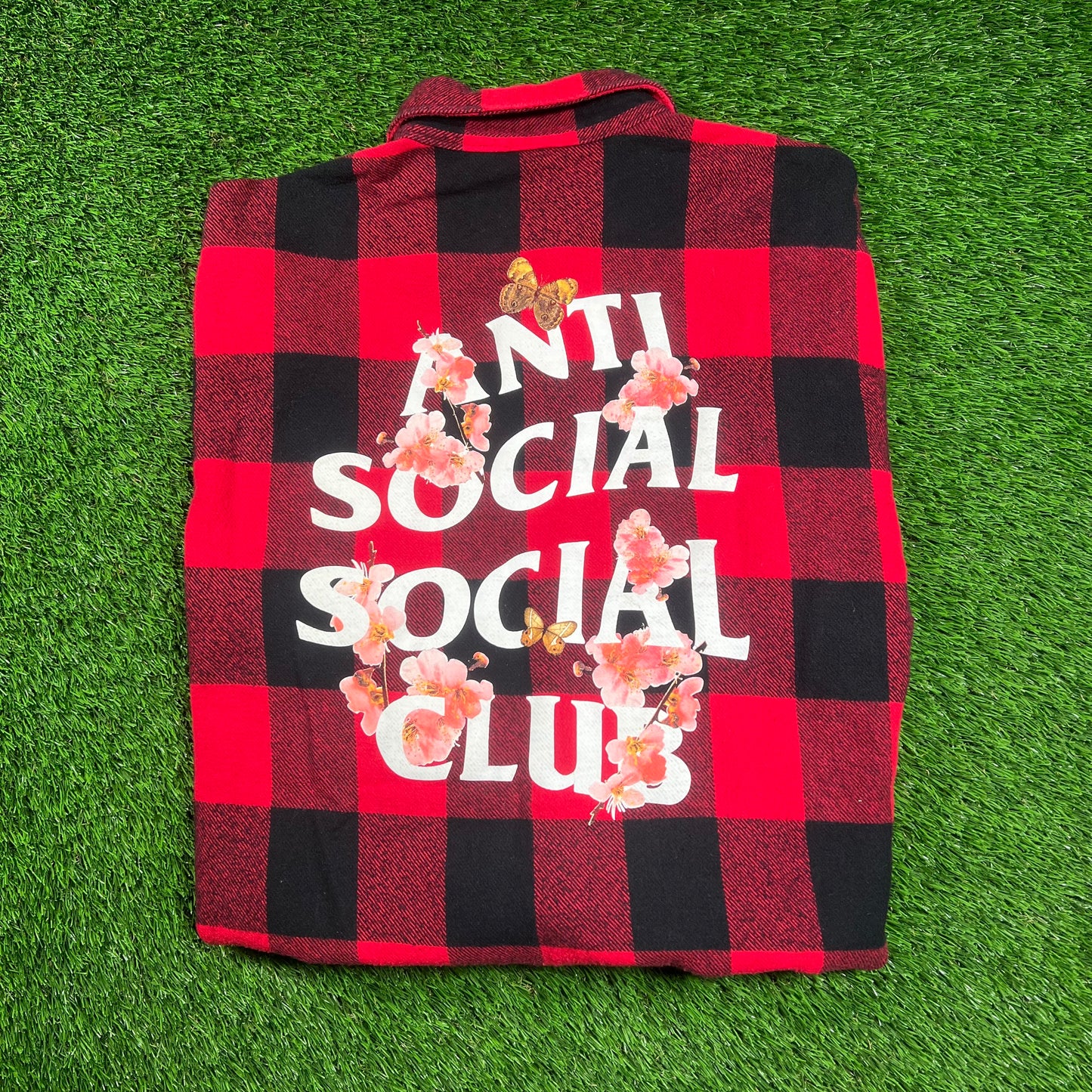 Anti Social Social Club Red Frantic Flannel (2020) Size Medium USED x16234