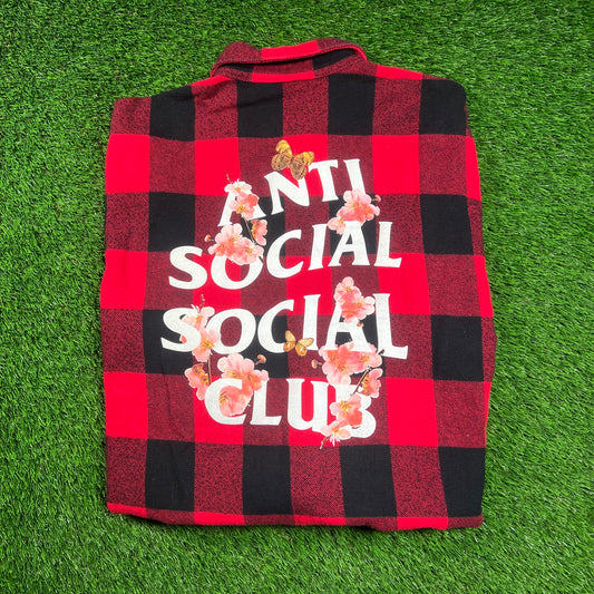 Anti Social Social Club Red Frantic Flannel (2020) Size Medium USED x16234