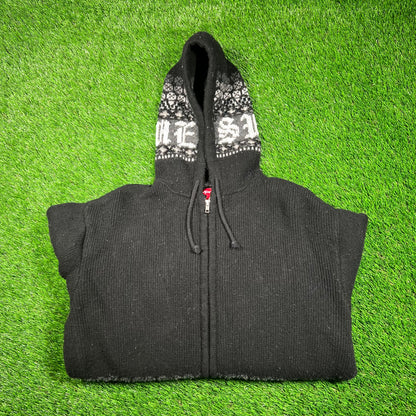 Supreme Black Beaded Zip Up Hoodie (2025) Size Small USED x16728