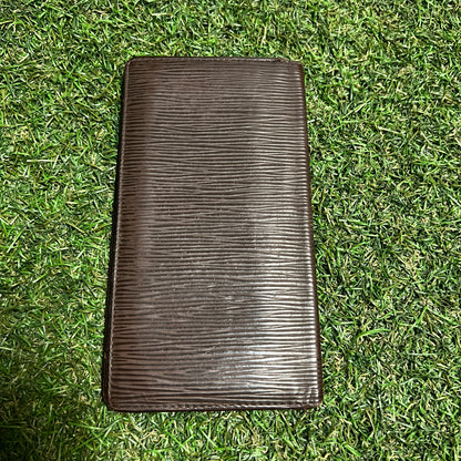 1990s Louis Vuitton Epi Checkbook Wallet Brown USED x14067