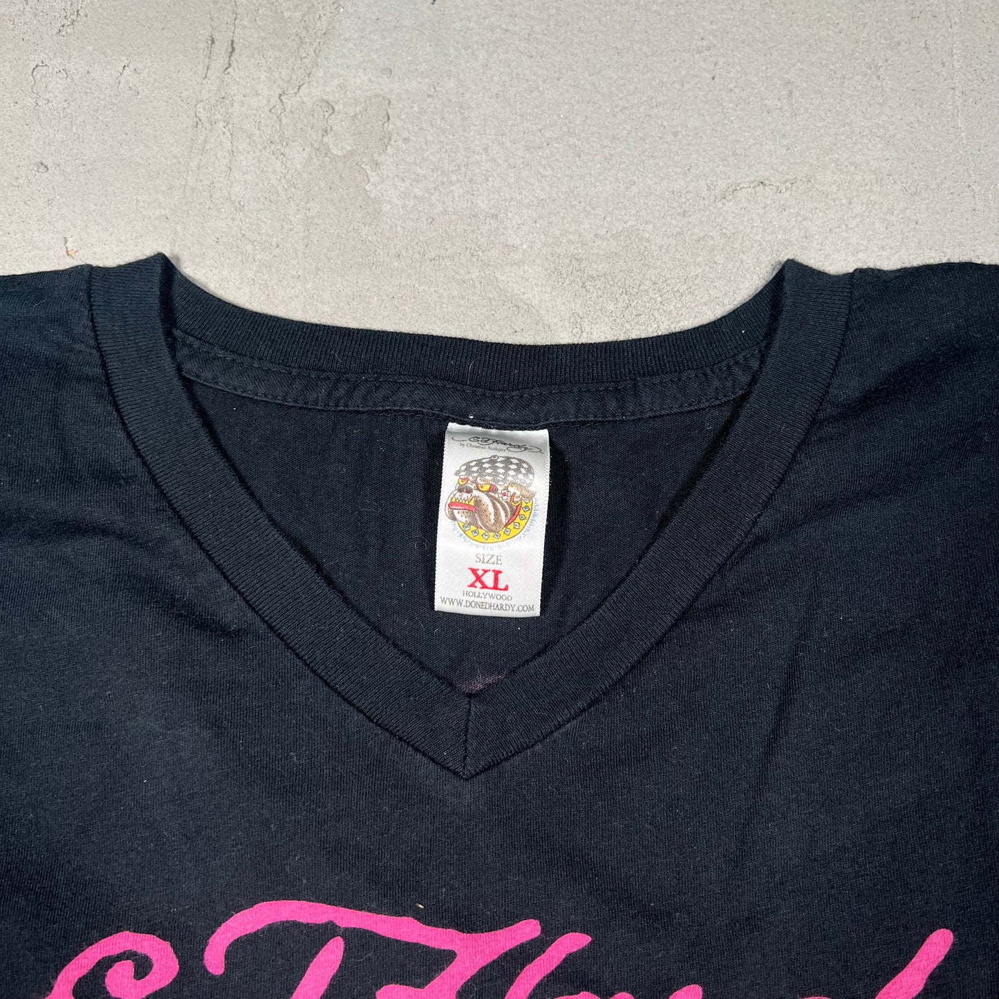 Ed Hardy Skull Flame Black Tee Size XL USED v19155